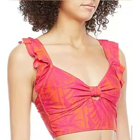 NWT Mynah Women's Tropical Ruffle Tropical Print Bikini 2pc Set Size Large - Picture 3 of 8